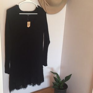 American Eagle Black Sweater with Lace Detail